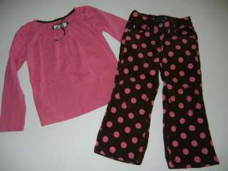 Mini Boden GIRLS Pink Top Heart Dot Pants 5 6 4 JE  