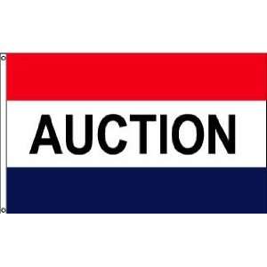  3 x 5 Feet AUCTION Red White Blue Nylon   outdoor Message 