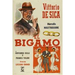 Bigamo, Il Poster Argentine 27x40 Marcello Mastroianni Franca Valeri 