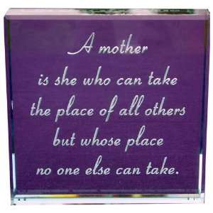  A Mother Is. Hand Carved Glass Paperweight