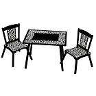Levels Of Discovery Wild Side Table/Chair Set   Black and Ivory