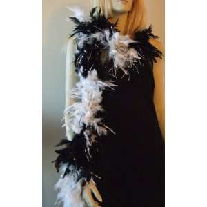 Feather Boa Black & White Mardi Gras Masquerade Halloween Costume 