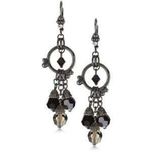   Midnight Moon Black & Clear Crystal Chandelier Earrings Jewelry