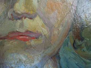 Russian Born Pinchus Kremegne Female Portrait Oil Painting  
