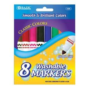  Bazic Broad Line Jumbo Washable Markers, Assorted Colors 