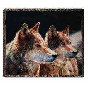  Brothers of the Wild Wolf Tapestry Throw