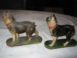   ANTIQUE HUBLEY DOG STATUE BOOKENDS CAST IRON BOSTON TERRIER BOOK ENDS