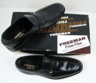 Vintage Like New Black Leather Mens Dress Shoes Loafers FREEMAN Free 