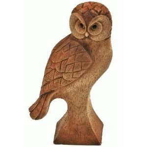  Owl on Base with Wood carved Look Statue Figurine 5.25 
