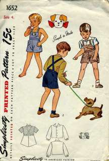 Vintage 1945 BOYS PLAYSUIT, SHIRT Sewing Pattern  