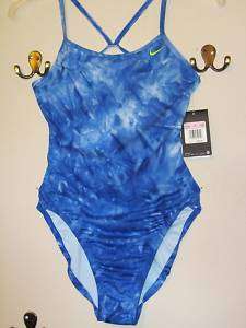 NWT $74 NIKE SWIM STRENGTH COMPETITION SWIMSUIT BLUE TD  