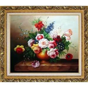   Oil Painting, with Ornate Antique Dark Gold Wood Frame 26 x 30 inches