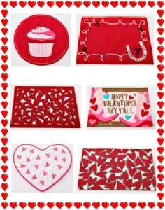 Valentines Day Placemats 6 Styles UPick Hearts Pink Red Cupcake Quick 