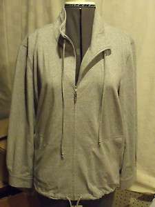   SPORT Light Grey Melange Cotton Sweatsuit Jacket Large $800 L  