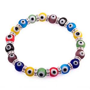 Evil Eye Bracelet CZ & Swarovski Crystal Multicolor Md  