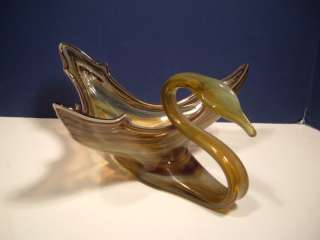 Vintage Italian Sooner Art Glass Swan Bird Vase Yellow  