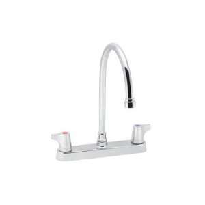   12 Deep Tubular Swing Spout Faucet With Wing Handles, Polished Chrome