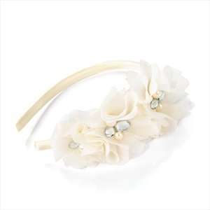  Cream Triple Flower Fabric Headband/Fascinator AJ22300 