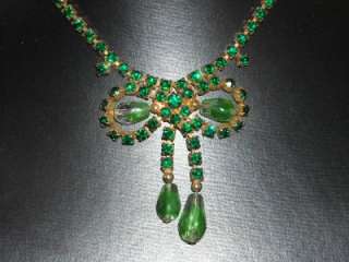 This elegant green necklace is approx 14 long from end to end which 