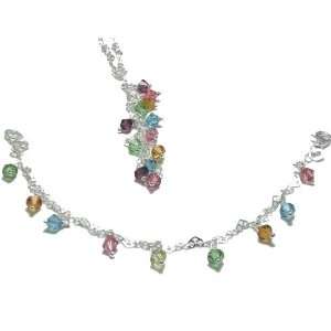  Sterling Silver Swarovski Crystal Necklace & Bracelet Set 