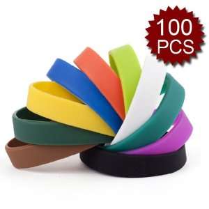 /100 Pcs)(Wholesale Lot) Assorted Colors Kids Silicone Wristbands 