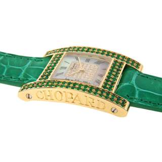 New CHOPARD Made In Switzerland Swiss Movement Emerald 18K Gold Ladies 