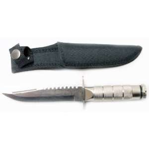  New Silver Survival Fixed Blade Hunting Knife w Sheath 