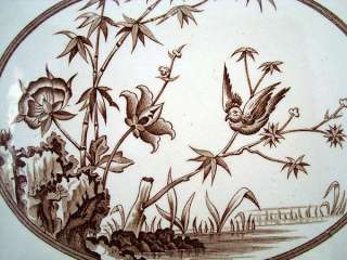 VICTORIAN ENGLISH PLATTER ~ BAMBOO BIRD 1876  