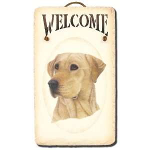  Maine Stenciled 7x12 Slate Yellow Lab Welcome Sign