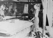 early 1900s photo British women carpenters near front  