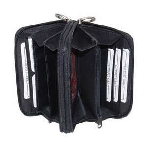  Leather Zipper Wallet Black 1522CFBK 