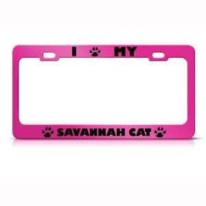 Savannah Cat Pink Animal Metal license plate frame Tag Holder