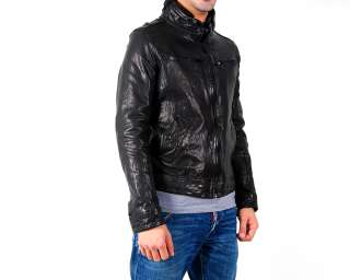 New D2 mens italian lamb skin black leather casual jacket jumper coat 