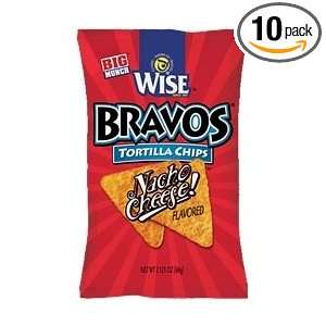 Wise Bravos Nacho Cheese Flavored Tortilla Chips, 4.0 Oz Bags (Pack of 