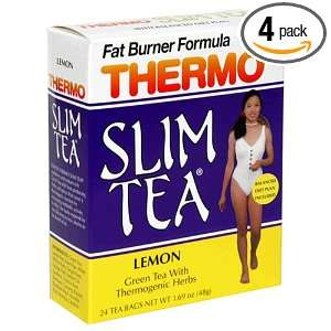 Thermo Slim Tea, Lemon, Tea Bags, 24 Count Box (Pack of 4)