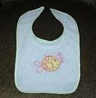 new blue terry baby bib embroidery fish swimming bubble returns