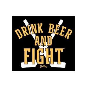  Drink Beer and Fight (Black and Gold) Sticker Automotive