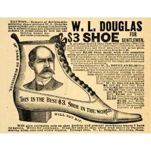  1892 Ad W. L. Douglas Gentlemens Calfskin Laced Shoes 