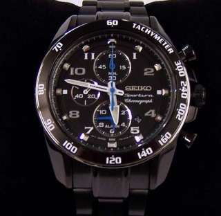 Seiko Watch Sportura Alarm Chronograph Date Black Ion Plated SNAE77 $ 