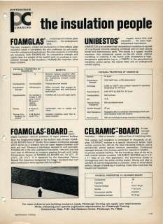 1968 PITTSBURGH CORNING Catalog Page Unibestos ASBESTOS Advertisement 
