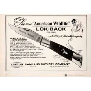  1979 Ad Camillus Cutlery American Wildlife Lok Back Gold 