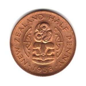  1958 New Zealand Half Penny Coin KM#23.2 