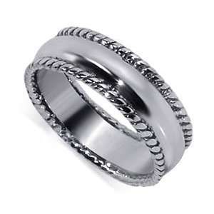  Sterling Silver 6mm Braided Channels Polished Finish Band 