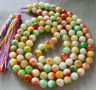 108 Blue Jade Beads Tibet Buddhist Prayer Mala Necklace