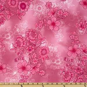 Wide Stretch Polyester Jersey Knit Floral Pink/Magenta/White Fabric 