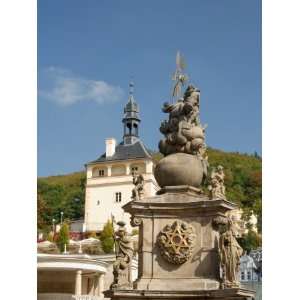 Baroque Plague Column and 19th Century Spa Buildings in Spa Town of 