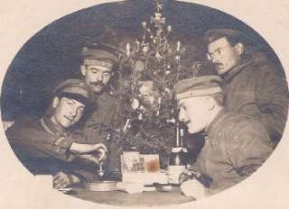 post cards RPPC WWI German soldiers playing with top at Christmas 