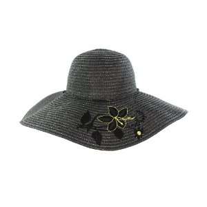  Faddism Stylish Women Summer Straw Hat Black Design with 
