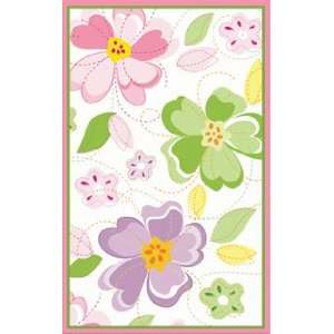 The Rug Market Kids Flower Stitch 12352 White and Green and Pink Kids 