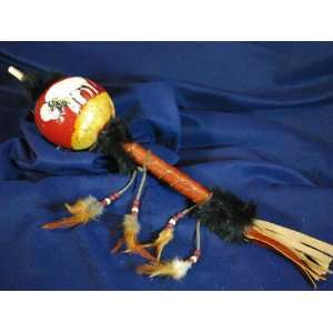  Hand Painted Gourd Rattle 16  Buffalo (70)